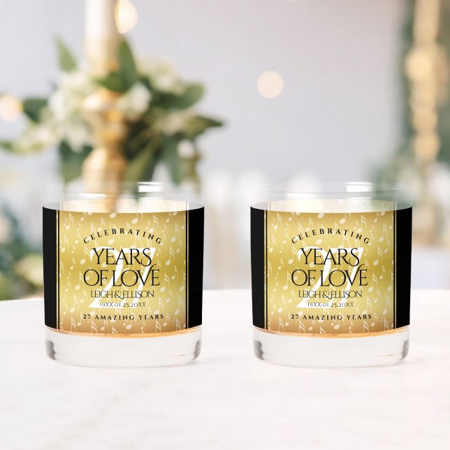 Elegant 27th Music Wedding Anniversary Celebration Whiskey Glass (Insitu (Wedding))