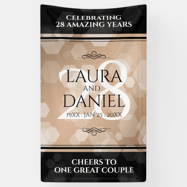 Elegant 28th Linen Wedding Anniversary Celebration Banner (Vertical)