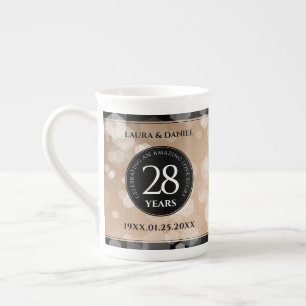 Elegant 28th Linen Wedding Anniversary Celebration Bone China Mug