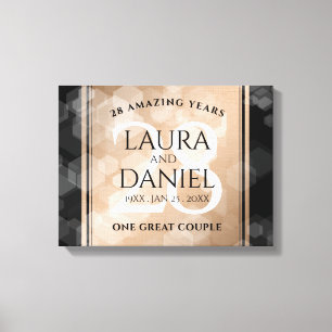 Elegant 28th Linen Wedding Anniversary Celebration Canvas Print