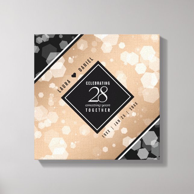 Elegant 28th Linen Wedding Anniversary Celebration Canvas Print (Front)