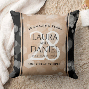 Elegant 28th Linen Wedding Anniversary Celebration Cushion