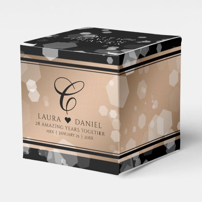 Elegant 28th Linen Wedding Anniversary Celebration Favour Box (Front Side)