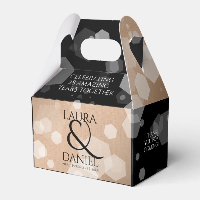 Elegant 28th Linen Wedding Anniversary Celebration Favour Box (Front Side)