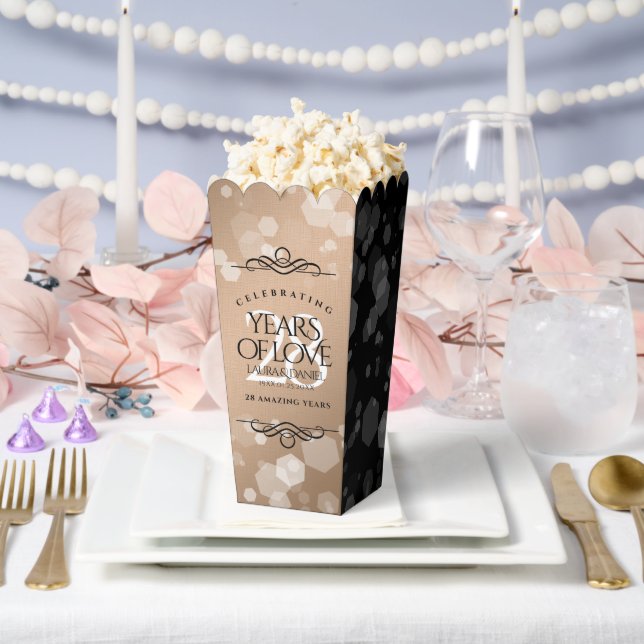 Elegant 28th Linen Wedding Anniversary Celebration Favour Box (Wedding)