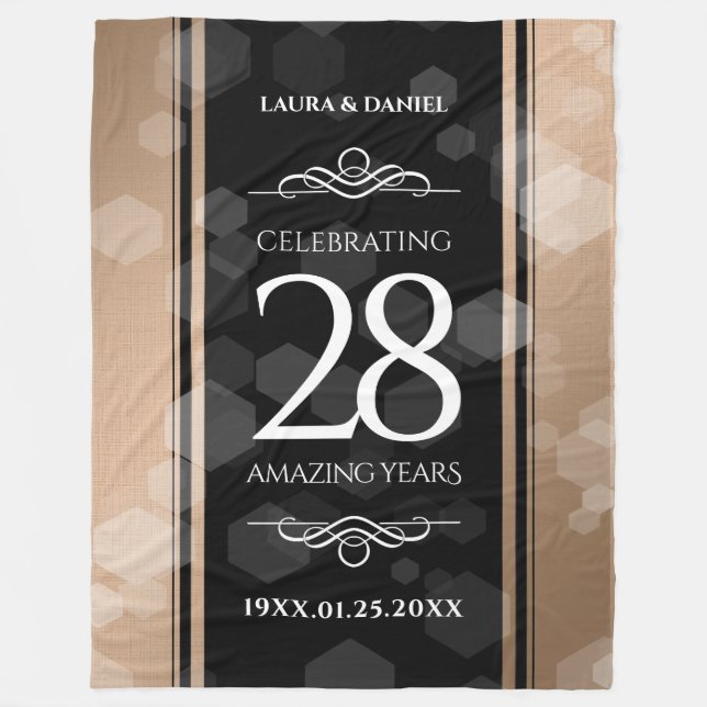 Elegant 28th Linen Wedding Anniversary Celebration Fleece Blanket (Front)