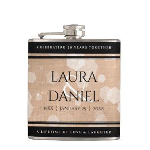 Elegant 28th Linen Wedding Anniversary Celebration Hip Flask