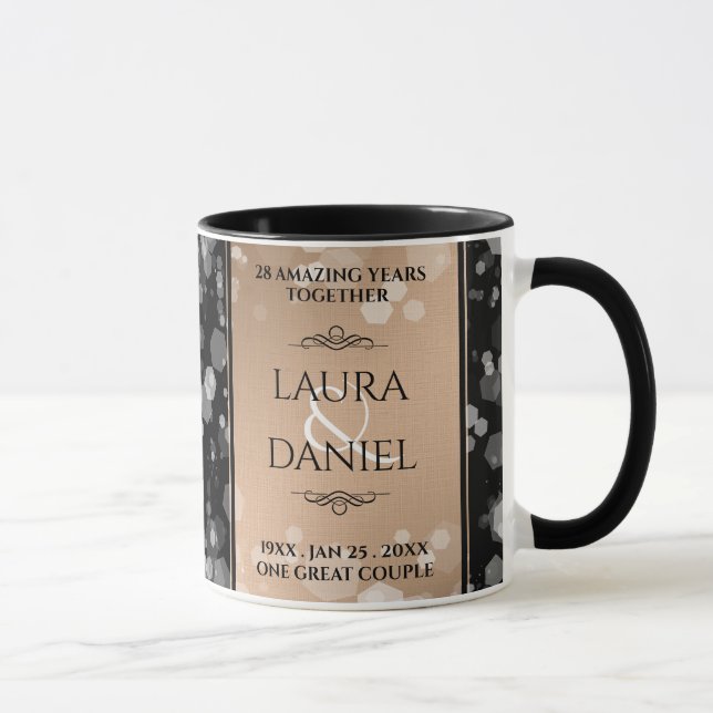 Elegant 28th Linen Wedding Anniversary Celebration Mug (Right)