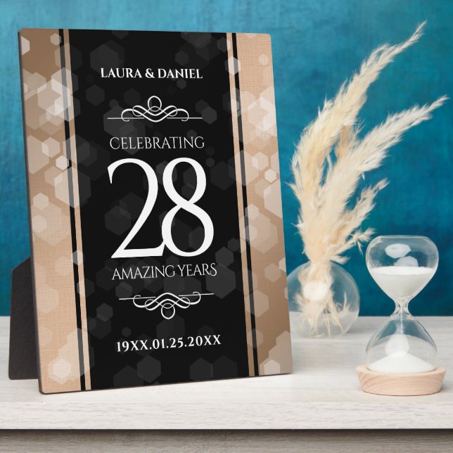 Elegant 28th Linen Wedding Anniversary Celebration Plaque (Side)