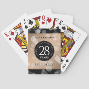 Elegant 28th Linen Wedding Anniversary Celebration Playing Cards