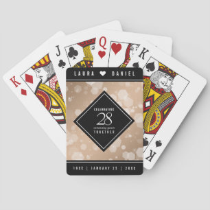 Elegant 28th Linen Wedding Anniversary Celebration Playing Cards