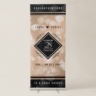 Elegant 28th Linen Wedding Anniversary Celebration Retractable Banner