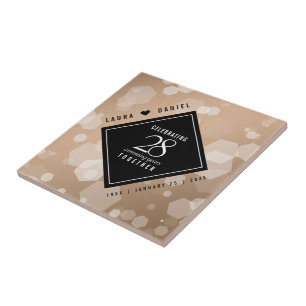 Elegant 28th Linen Wedding Anniversary Celebration Tile