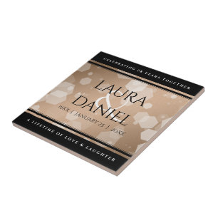 Elegant 28th Linen Wedding Anniversary Celebration Tile