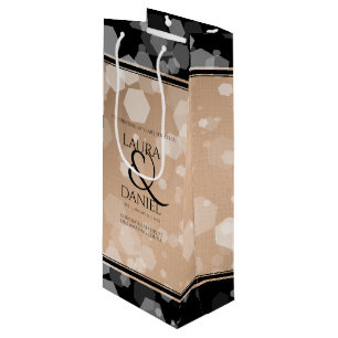 Elegant 28th Linen Wedding Anniversary Celebration Wine Gift Bag