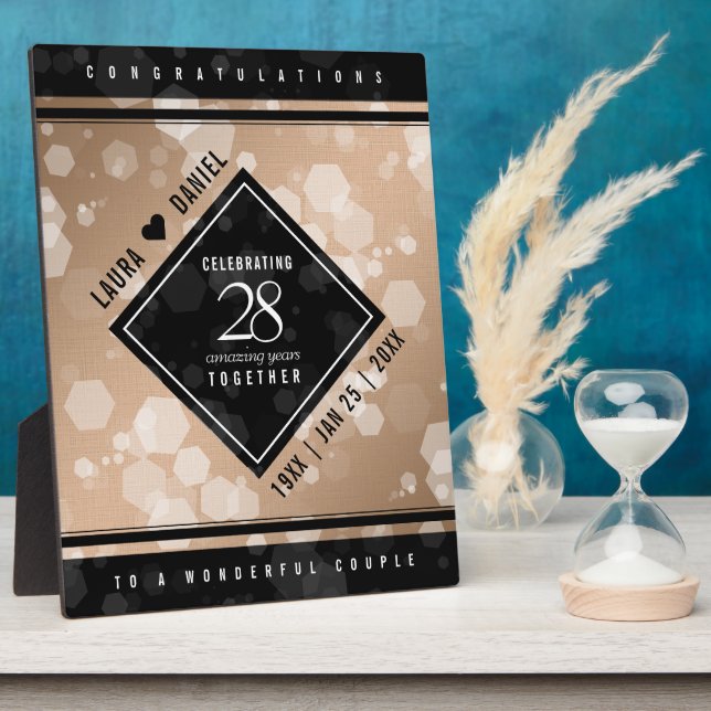 Elegant 28th Linen Wedding Anniversary Plaque (Side)