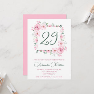 Elegant 29th birthday invitations Floral Pink