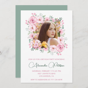 Elegant 29th birthday invitations Photo Floral