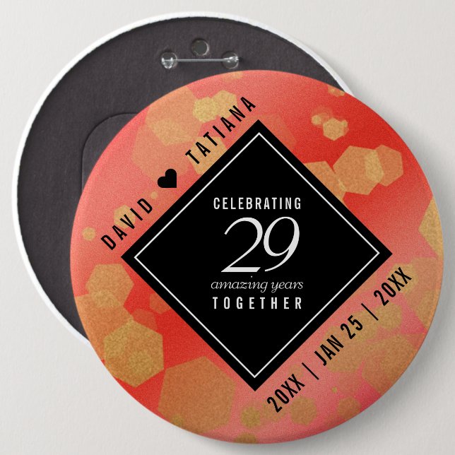 Elegant 29th Garnet Wedding Anniversary 6 Cm Round Badge (Front & Back)