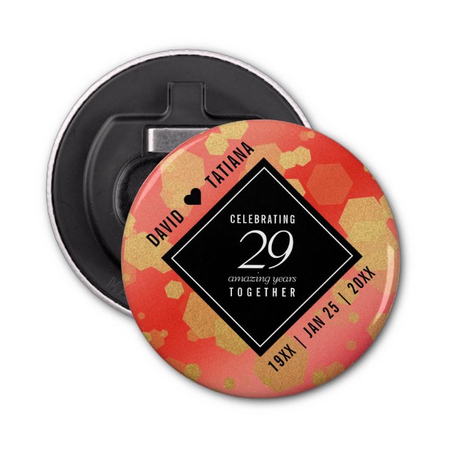 Elegant 29th Garnet Wedding Anniversary Bottle Opener (Front)