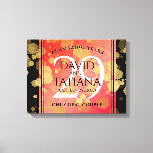 Elegant 29th Garnet Wedding Anniversary Canvas Print (Front)