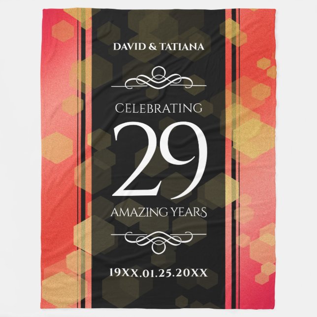 Elegant 29th Garnet Wedding Anniversary Fleece Blanket (Front)