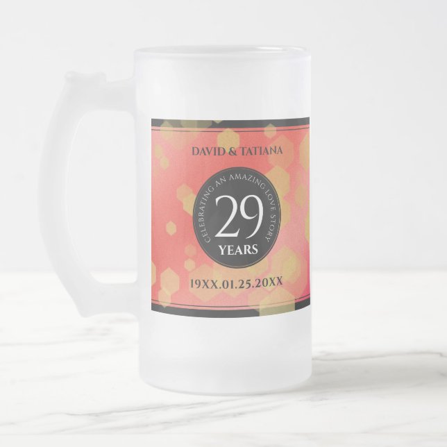 Elegant 29th Garnet Wedding Anniversary Frosted Glass Beer Mug (Left)