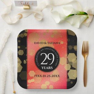 Elegant 29th Garnet Wedding Anniversary Paper Plate