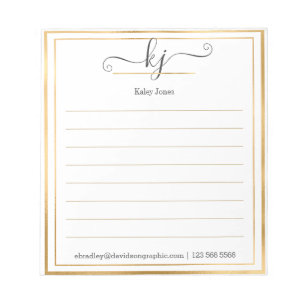 Elegant 2 Monogram Script From The Desk Of Notepad
