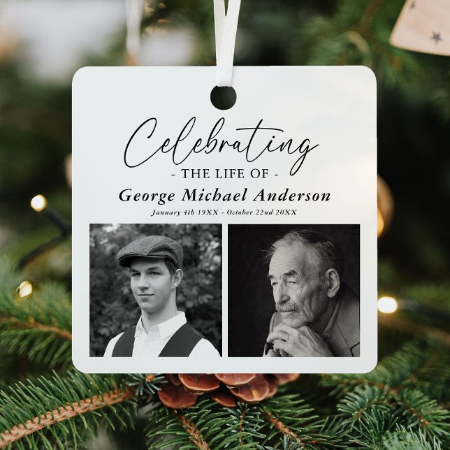 Elegant 2 Photo 'Celebrating the Life' Tribute Metal Tree Decoration (Creator Uploaded)
