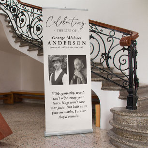 Elegant 2 Photo 'Celebrating the Life' Tribute Retractable Banner