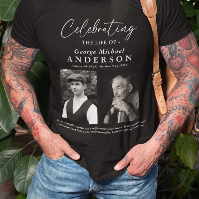 Elegant 2 Photo 'Celebrating the Life' Tribute T-Shirt (Creator Uploaded)