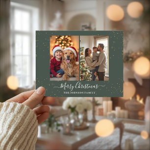 Elegant 2 Photo Christmas Card