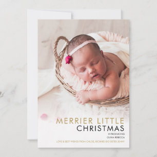 Elegant 2 Photo Christmas Holiday Birth Announcement