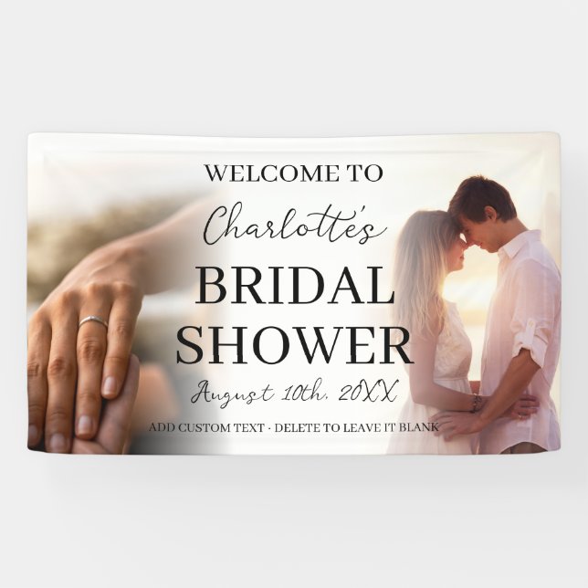 Elegant 2 Photo Collage Bridal Shower Banner (Horizontal)