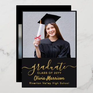 Elegant 2 Photo Graduation Party Modern Black