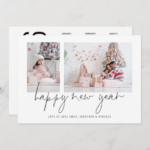 Elegant 2 Photo Happy New Year 2025 Calendar Holiday Card