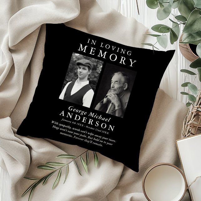 Elegant 2 Photo 'In Loving Memory' Tribute Cushion (Creator Uploaded)