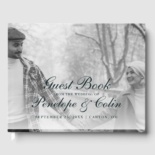 Elegant 2 Photo Library Book Wedding Guest Book (Front)