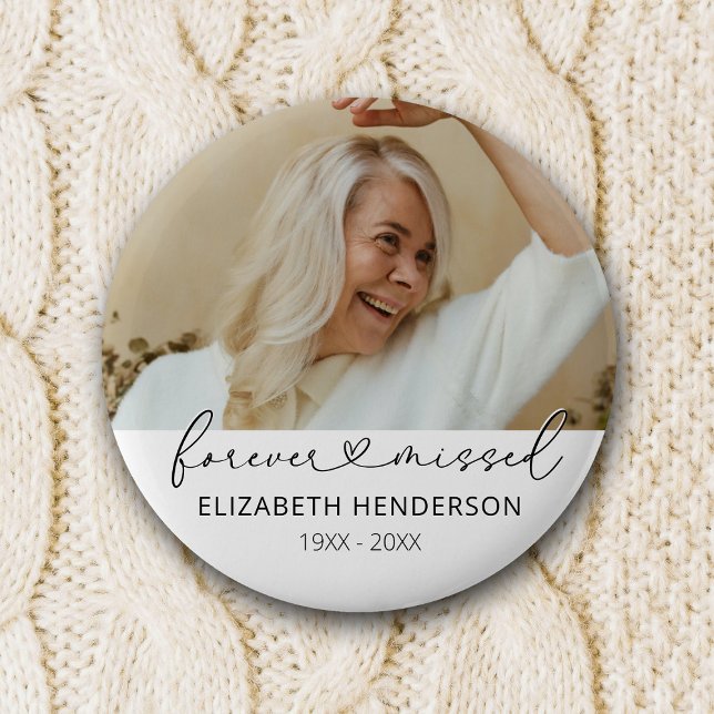 Elegant 2 Photo Memorial Funeral 6 Cm Round Badge (Creator Uploaded)