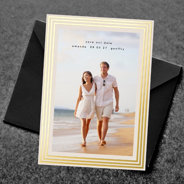 elegant 2 photo save the date minimal gold frames (Creator Uploaded)