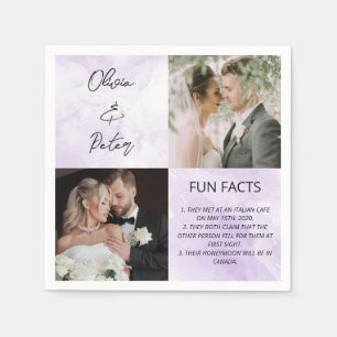 Elegant 2 Photo Simple Couple Fun Facts Wedding  Napkin
