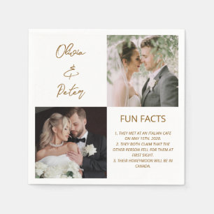 Elegant 2 Photo Simple Couple Fun Facts Wedding  Napkin