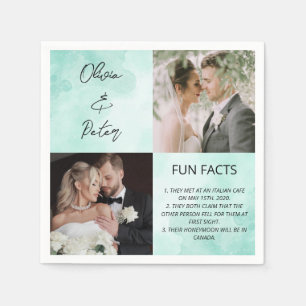 Elegant 2 Photo Simple Couple Fun Facts Wedding  Napkin