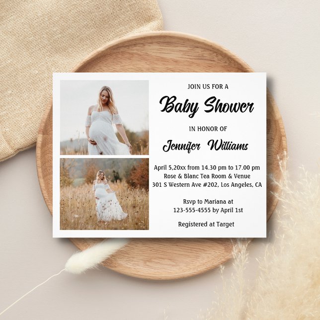  elegant 2 photos collage baby shower invitation  flyer (Creator Uploaded)