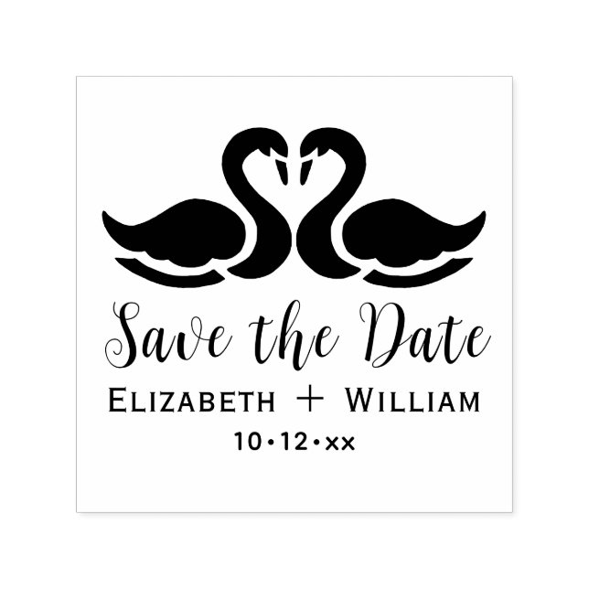 Elegant 2 Swans Silhouette Wedding Save the Date Self-inking Stamp (Design)