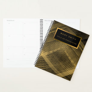 Elegant 2in1 Luxury Gold Black Business Card & Planner