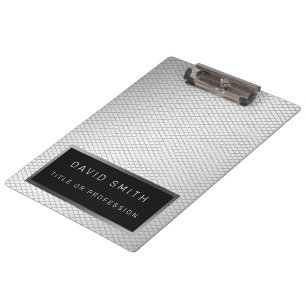 Elegant 2in1 Luxury Silver Metal Business Card & Clipboard