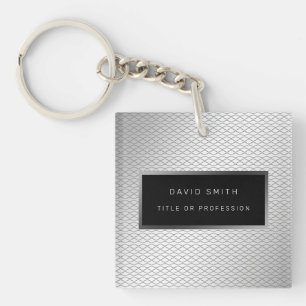 Elegant 2in1 Luxury Silver Metal Business Card & Key Ring