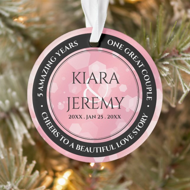 Elegant 2nd 5th Rose Quartz Wedding Anniversary Ornament (Tree)